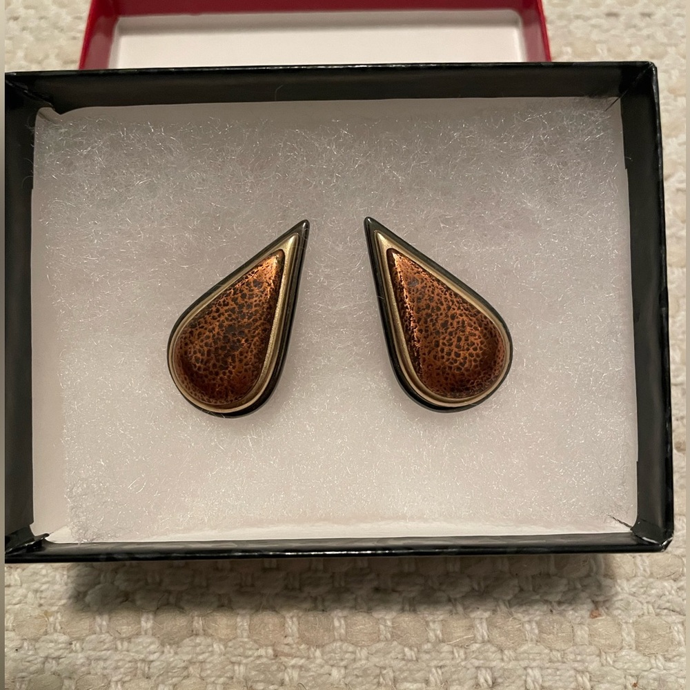 🌺Vintage Yves Saint Laurent Copper Teardrop Earrings